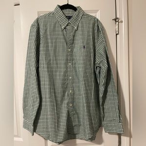 NWOT Men’s Polo Ralph Lauren Green checkered Button Up Shirt